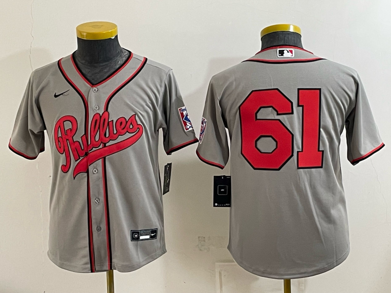 Youth 2026 Philadelphia Phillies #61 grey Game Nike MLB Jersey 083000->youth mlb jersey->Youth Jersey